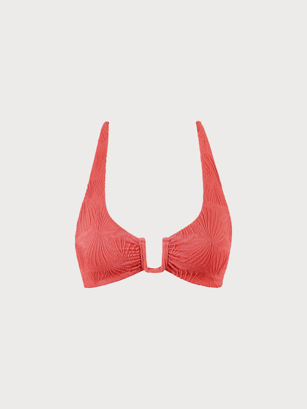 Red Jacquard U-Ring Cross Back Bikini Top - khatistore.com