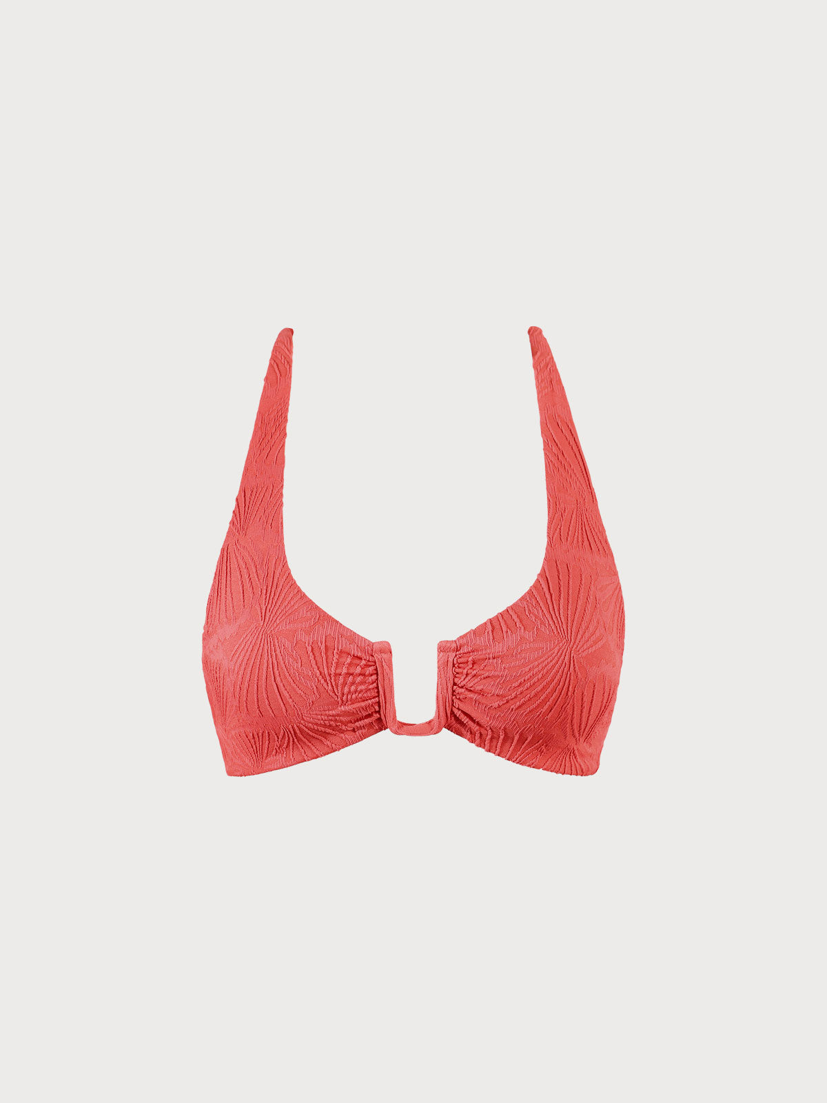 Red Jacquard U-Ring Cross Back Bikini Top - khatistore.com